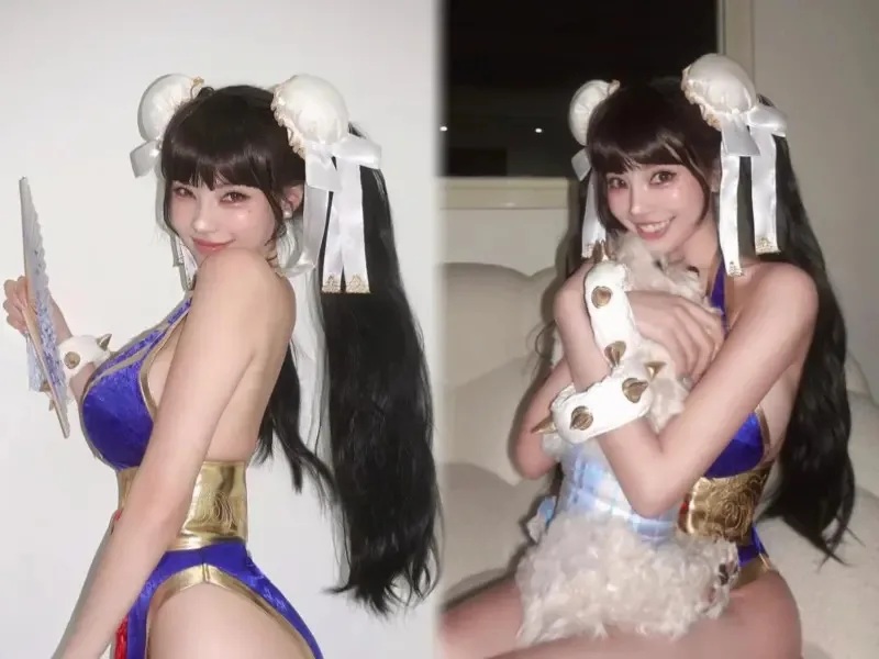 1   「世新Angelababy」黃琳扮真人版春麗，身穿旗袍秀出好身材。.jpg