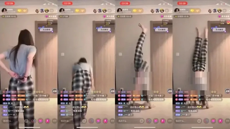 2　倪聞悅示範倒立不小心走光，嚇到整個人跌下來。.jpg