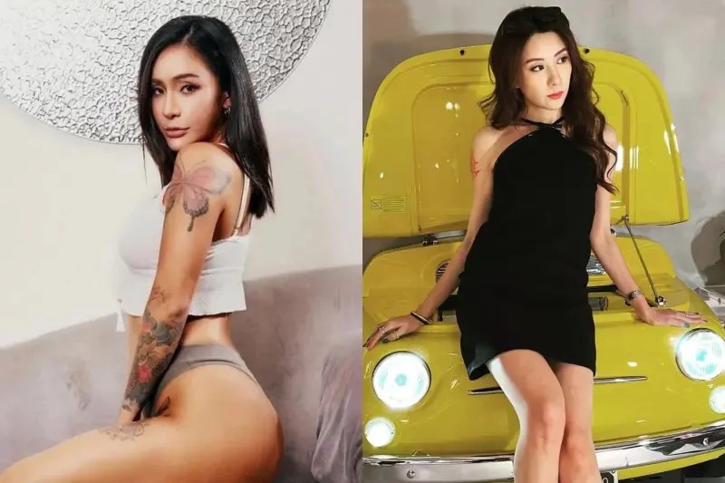 1 金剛前任包含梁云菲（左）、陳蕊蕊等人，歷任都是女神級人物，身材超火辣，他被封為「辣妹收割機」。（圖／梁云菲、陳蕊蕊IG）.jpg.jpg