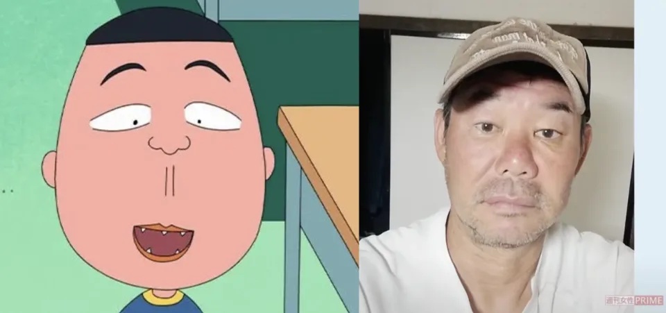 《櫻桃小丸子》動畫當中的濱崎同學，以及角色原型濱崎憲孝。（週刊女性 PRIME YouTube 截圖）.jpg.jpg