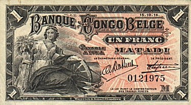 BelgiumCongo 1914 1 Franc.jpg