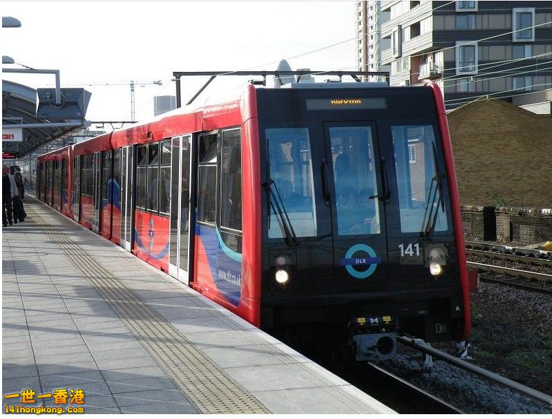 Docklands Light Railway class B07 unit number 141 at Shadwell.jpg