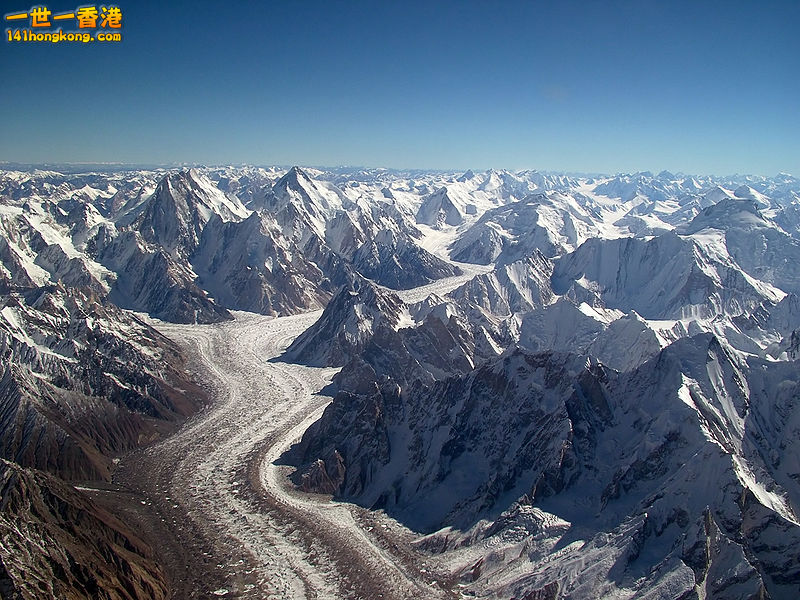 The Baltoro Glacier in the Karakoram, Baltistan, Northern Pakistan. At 62 kilome.jpg