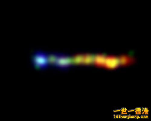 美国宇航局的斯皮策和哈勃空间望远镜的这张合成图像展示的是从一个超大质量黑洞附近产生的巨型喷流结构。观 ...