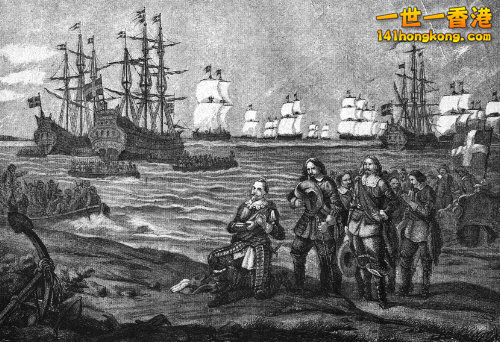 Gustavus Adolphus\' landing in Pomerania, near Wolgast, 1630.jpg