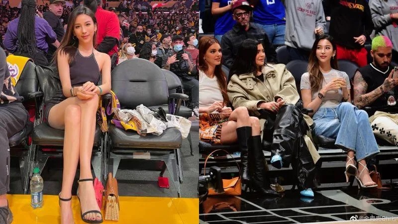 3 家世顯赫的她，再加上模特兒的身分，朋友圈都是正妹名媛，只要有金兜兜在，NBA幾乎每一場轉播都有她的畫面。（圖／金兜兜微博）.jpg.jpg