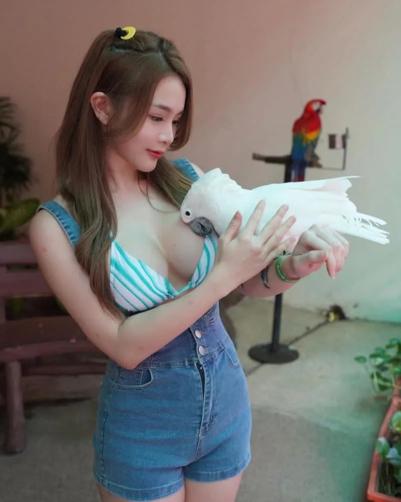 4 鸚鵡「襲胸」婉婷被拍到。（圖／翻攝婉婷IG）.jpg
