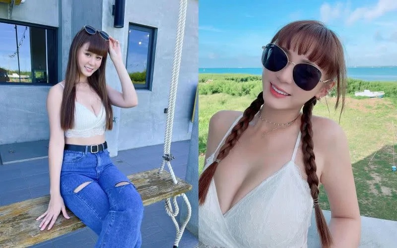 5 短今曬出在澎湖的美照，深V事業線非常驚人。（圖／翻攝短今IG）.jpg.jpg