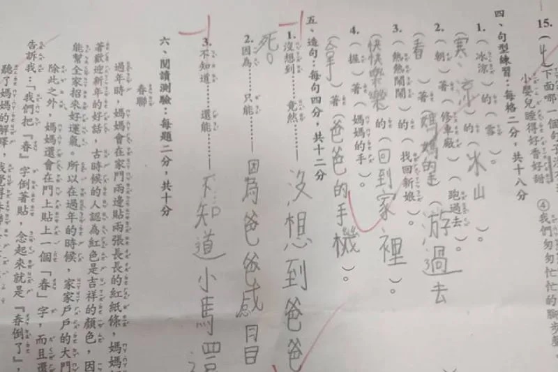 1 兒子造句「爸爸車禍」內容超驚人，父親看完拳頭很硬：「晚上等著」。.jpg.jpg