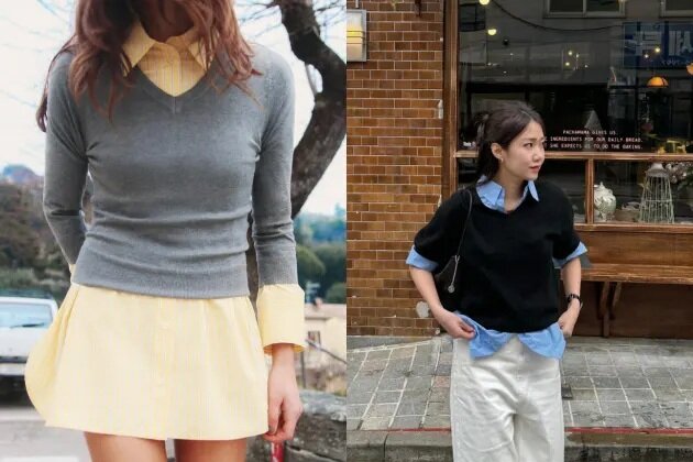 4. 襯衫配七分袖薄針織毛衣.jpg