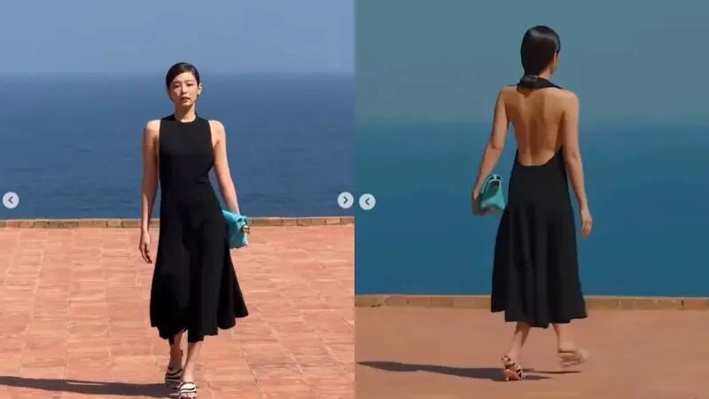 3  Jennie在卡布里島的磚紅色別墅走秀，途中還經過階梯，網友認為非專業模特兒的她已.jpg