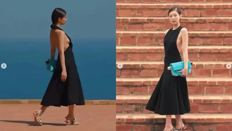 4  Jennie在卡布里島的磚紅色別墅走秀，途中還經過階梯，網友認為非專業模特兒的她已.jpg