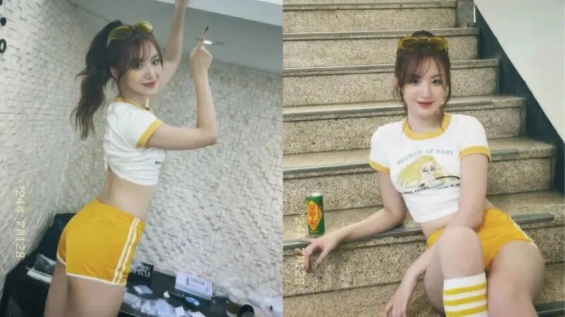 2 舒華昨（15）日在IG上曬出了一系列穿著該套打歌服的照片，畫面中，可見她身穿緊身短.jpg