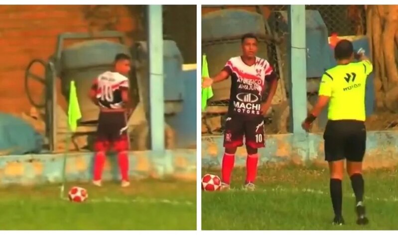 2 秘魯盃有球員開角球前場邊屙尿 球證紅牌罰離場.jpg