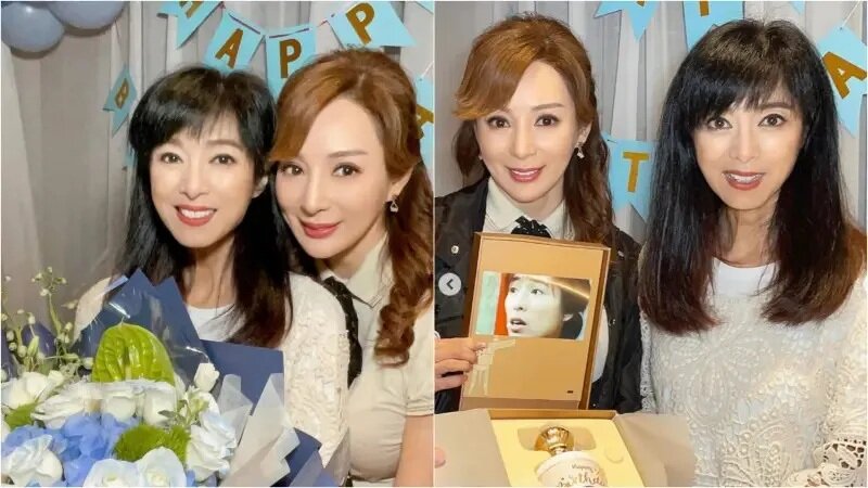 4 米雪（左圖左、右圖右）剛過69歲生日，好姊妹羅霖（左圖右、右圖左）幫她慶生，兩人.jpg