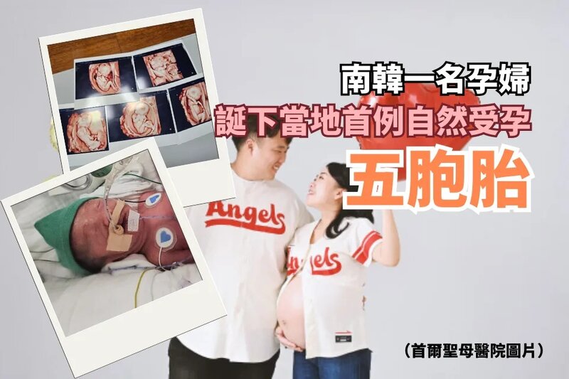 南韓一名孕婦誕下當地首例自然受孕五胞胎.jpg