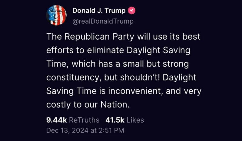 2  特朗普在其社交媒體表達取消夏令時間的看法。.jpg