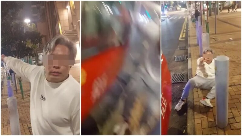 一名身穿白衣、灰髮的男子懷疑搭「霸王的」。(網片截圖).jpg