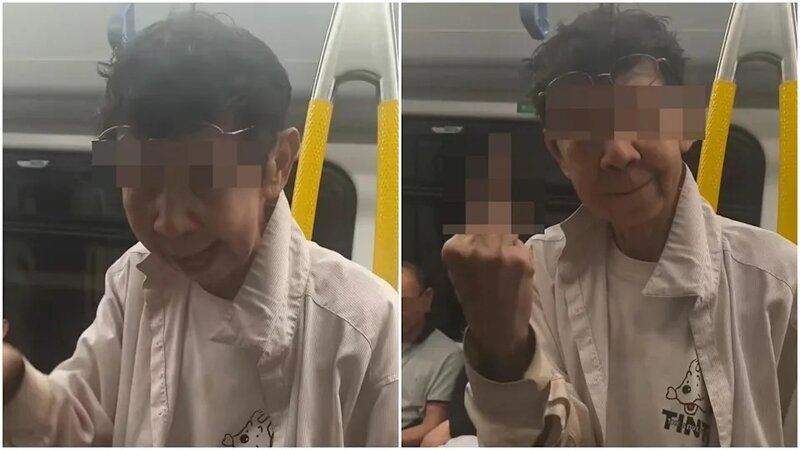 1港鐵婆婆要求少女讓關愛座，期間一度「舉中指」。(網片截圖).jpg