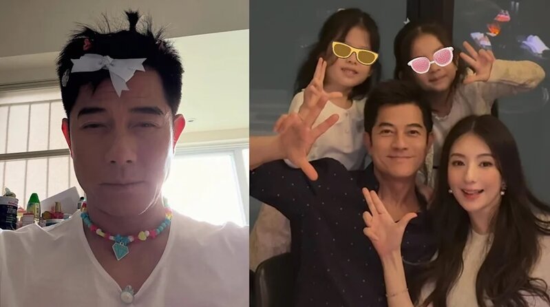 1  郭富城貼出自己最新造型照，原來是次女Charlotte的杰作。（IG@aaronkwokxx）.jpg