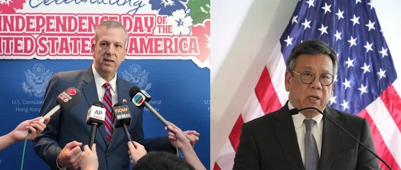 美國駐港澳總領事館昨（26日）舉行美國獨立日國慶酒會，美國駐港總領事梅儒瑞與商務及.jpg