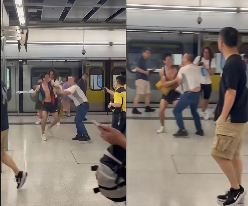 兩名男子在紅磡站月台大打出手。（FB Ali Zubair Bhai).jpg