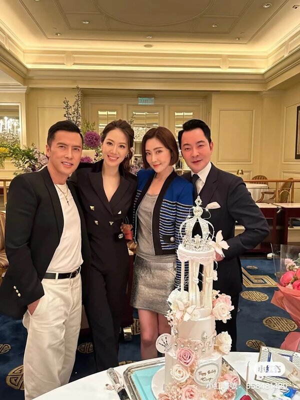 4 張玉珊與盧啟賢愛得高調，結果一起出席聚會，圖為與甄子丹夫婦合照。（小紅書片）.jpg