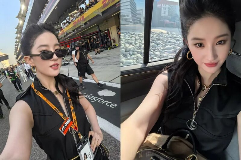 劉亦菲現身F1賽場！黑裙墨鏡帥翻全場 生圖美到媒體狂讚：38歲狀態太瘋狂.jpg