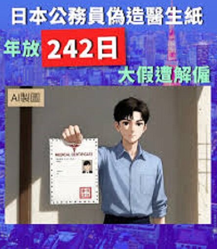 日本公務員偽造醫生紙 年放242日大假遭解僱.jpg