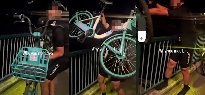 男子掟共享單車落天橋 拍片上傳 IG 惹公憤 LocoBike 報警：絕不姑息違法行為.jpg