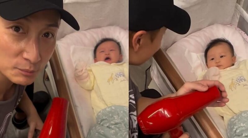 1 方力申以女兒作實際，證明風筒聲真的能令嬰兒停止哭泣。（IG@alexfongliksun）.jpg