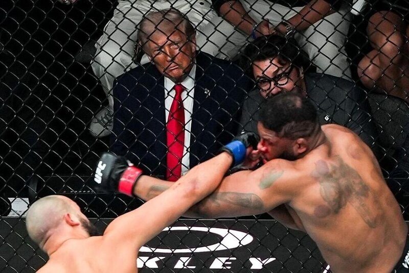 4 特朗普4月11日周六觀賞UFC終極格鬥比賽。(AP).jpg